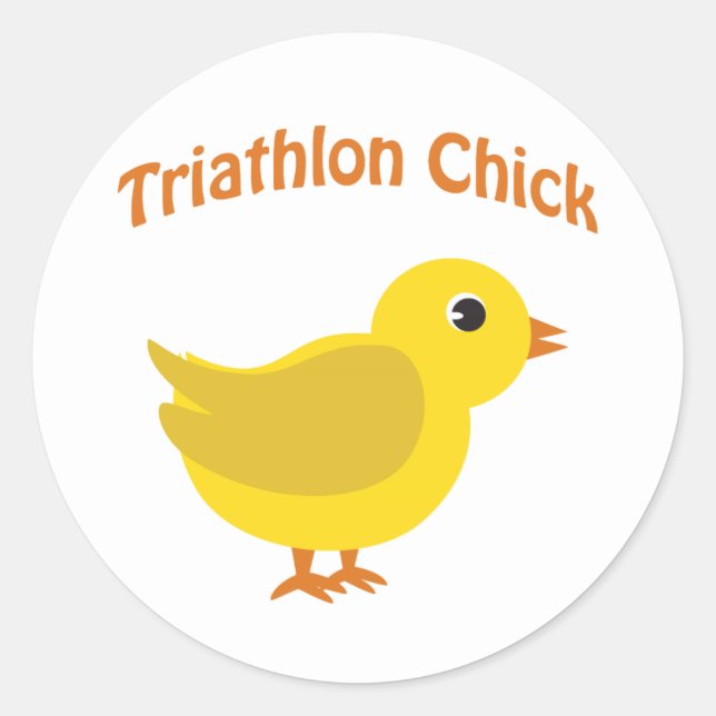 Niedlich Triathlon Chick Runder Aufkleber (Vorderseite)