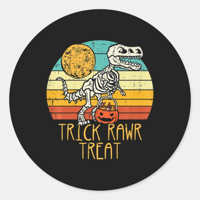 Niedlich Trick Rawr Leckerei Skelett Trex Kleinkin Runder Aufkleber (Vorderseite)