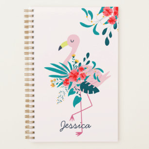 Niedlich tropisches Flamingo Personalisiert Planer