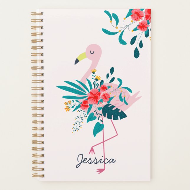 Niedlich tropisches Flamingo Personalisiert Planer (Vorderseite)