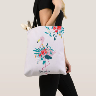 Niedlich tropisches Flamingo Personalisiert Tasche