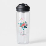 Niedlich tropisches Flamingo Personalisiert Trinkflasche<br><div class="desc">Hübsche florale Flamingo personalisierte Wasserflasche.</div>