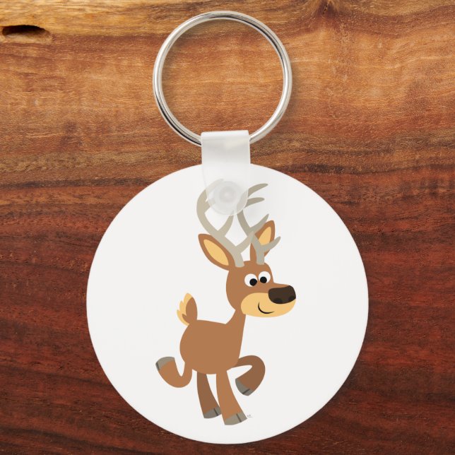 Niedlich Trotting Cartoon Deer Schlüsselanhänger (Vorderseite)