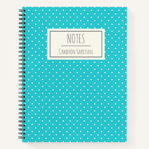 Niedlich Türkis Blue Polka Dots Personalisiert Notizbuch