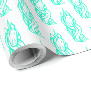 Niedlich Türkis Unicorn Muster Magisch Geschenkpapier