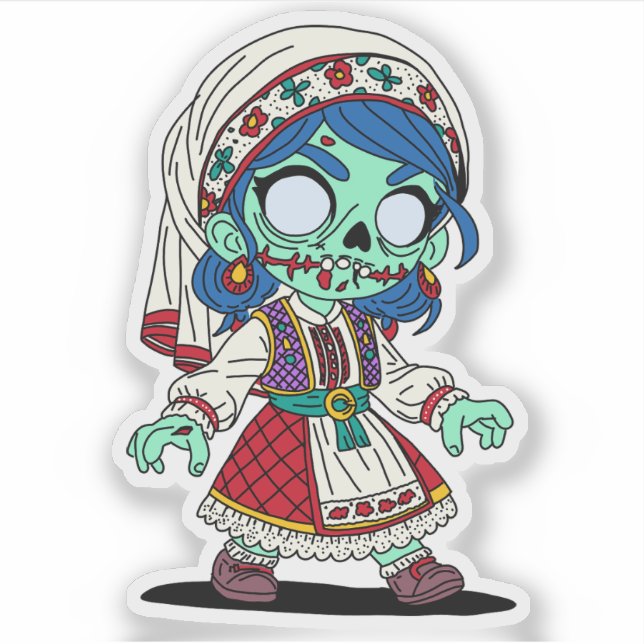 Niedlich türkisches Zombie Aufkleber (Vorderseite)