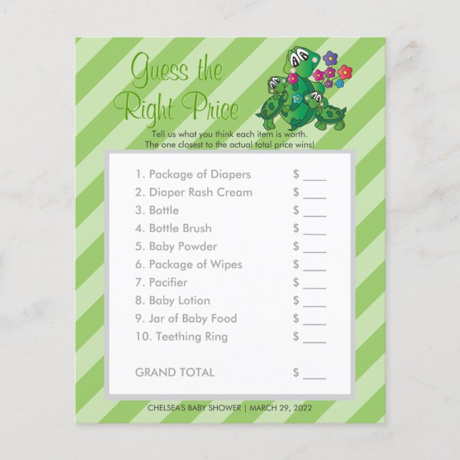Niedlich Turtle 🐢 Baby Showgame - raten Sie mal,  Flyer (Vorne)