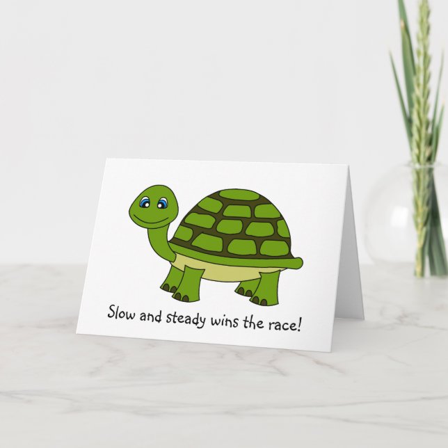 Niedlich Turtle Cartoon Ermutigung Grußkarte Karte (Vorderseite)