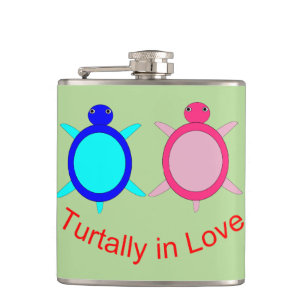 Niedlich Turtle Couple Flachmann