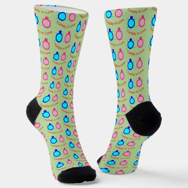 Niedlich Turtle Couple Gemustert Socken (Gewinkelt)