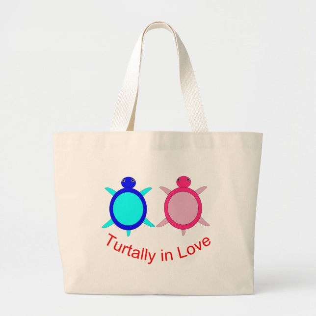 Niedlich Turtle Couple Jumbo Stoffbeutel (Vorne)