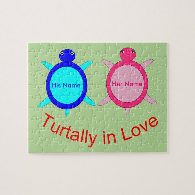 Niedlich Turtle Couple Personalisiert (Horizontal)