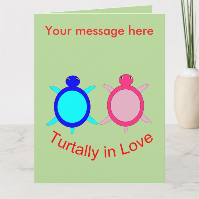 Niedlich Turtle Couple Personalisiert Karte (Vorderseite)
