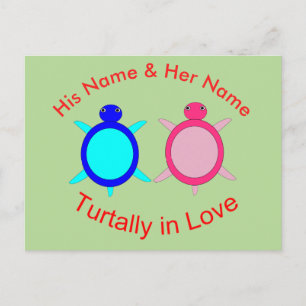 Niedlich Turtle Couple Personalisiert Postkarte