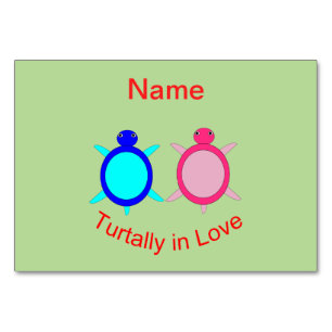 Niedlich Turtle Couple Personalisiert Tischnummer