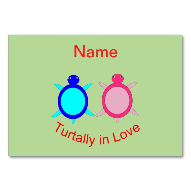 Niedlich Turtle Couple Personalisiert Tischnummer (Vorderseite)