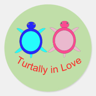 Niedlich Turtle Couple Runder Aufkleber