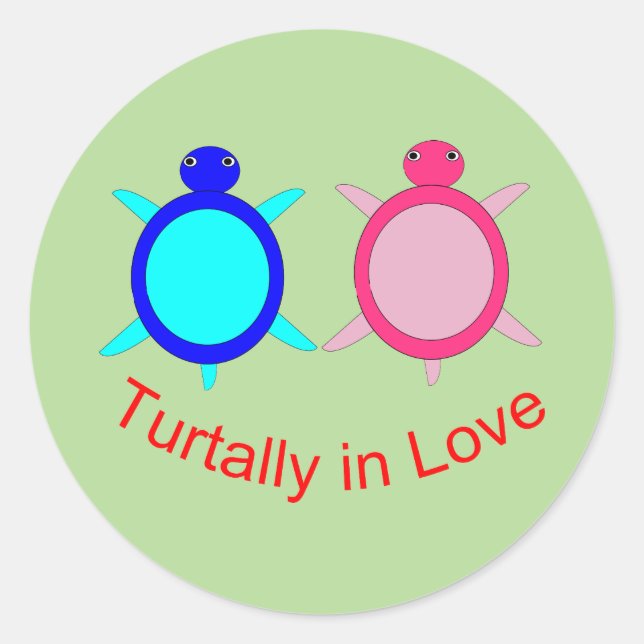 Niedlich Turtle Couple Runder Aufkleber (Vorderseite)