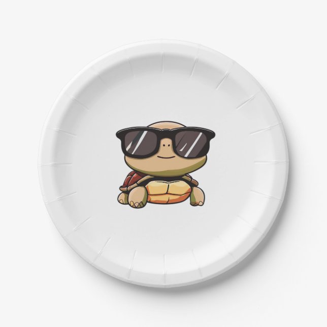 Niedlich Turtle Halloween 2023 Sonnenbrille Kostüm Pappteller (Vorderseite)