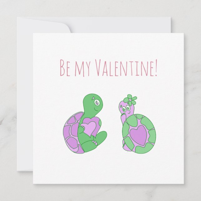 Niedlich Turtle-Jubiläum / Valentinstag Feiertagskarte (Vorderseite)