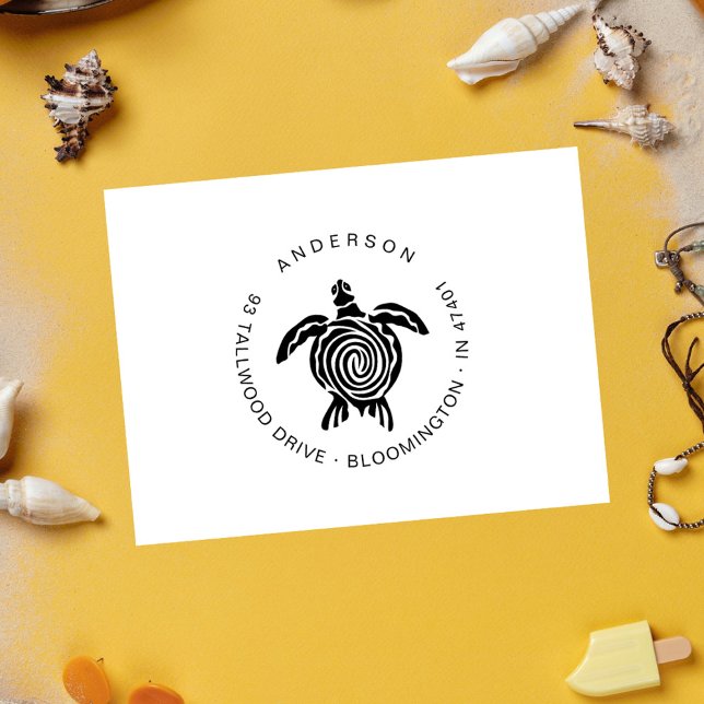 Niedlich Turtle Moderne tropische Rücksendeadresse Gummistempel (Von Creator hochgeladen)