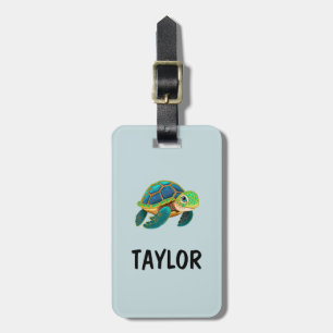 Niedlich Turtle Personalisierte Tasche Gepäckanhänger