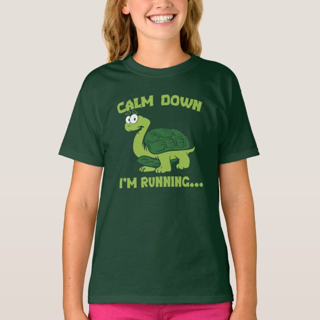 Niedlich Turtle Run Funny Gag T-Shirt (Vorderseite)