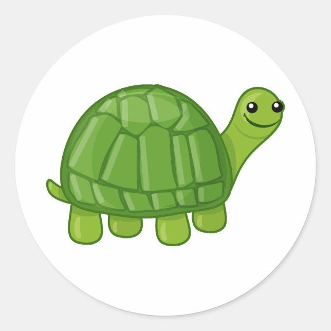 Niedlich Turtle Runder Aufkleber (Vorderseite)
