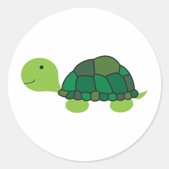 Niedlich Turtle Runder Aufkleber (Vorderseite)
