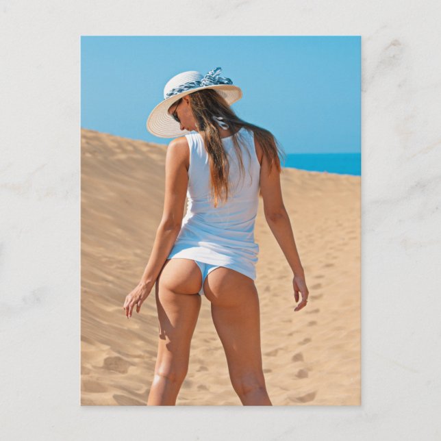 Niedlich Tushy Bikini Girl Foto Postkarte (Vorderseite)