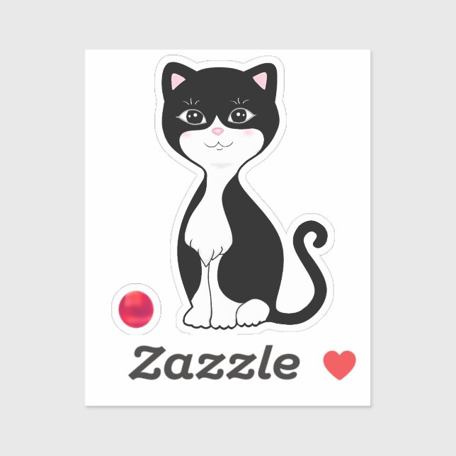 Niedlich Tuxedo Cat Cartoon Aufkleber (Blatt)