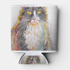 Niedlich Tuxedo Katze Zeichnend Kunst Katzen Dosenkühler
