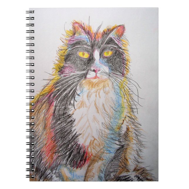 Niedlich Tuxedo Katze Zeichnend Kunst Katzen Notizblock (Vorderseite)