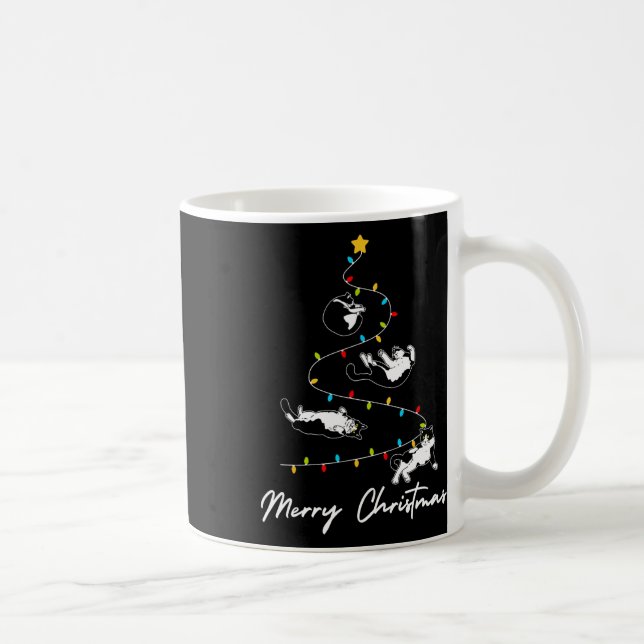 Niedlich Tuxedo Katzen Weihnachtsbaum Leuchtende K Kaffeetasse (Rechts)
