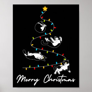 Niedlich Tuxedo Katzen Weihnachtsbaum Leuchtende K Poster
