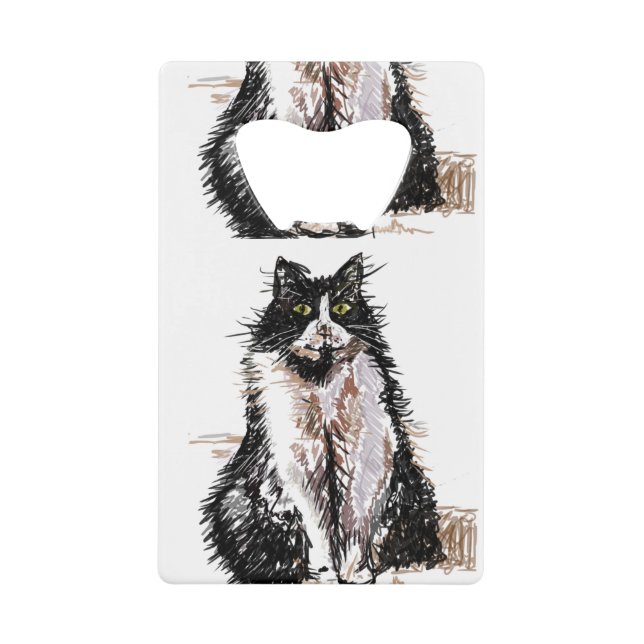 Niedlich Tuxedo Schwarz-weiß Cat Cats Design Geldbeutel Flaschenöffner (Vorderseite)