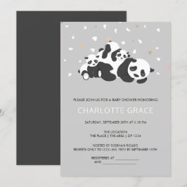 Niedlich Twin Panda Personalisiert Baby Dusche Einladung