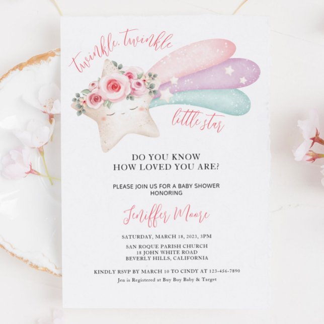 Niedlich Twinkle Twinkle Little Star Baby Dusche Einladung (Von Creator hochgeladen)
