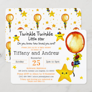Niedlich Twinkle Twinkle Little Star Co-Babydusche Einladung