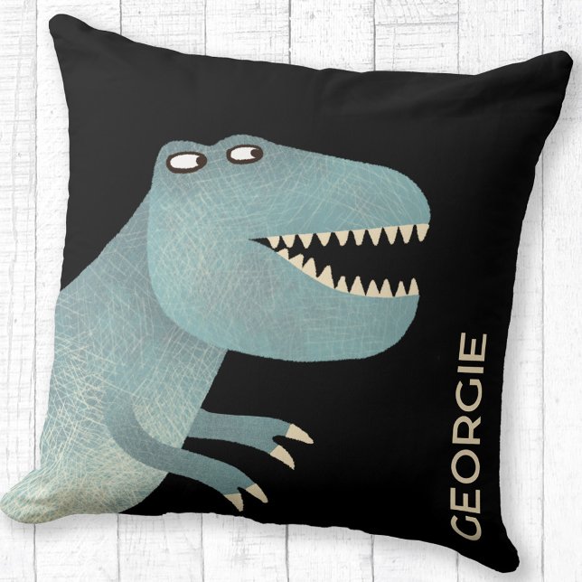 Niedlich Tyrannosaurus Rex Dinosaurier Personalisi Kissen (Tyrannosaurus Rex dinosaur personalized custom name throw pillow)