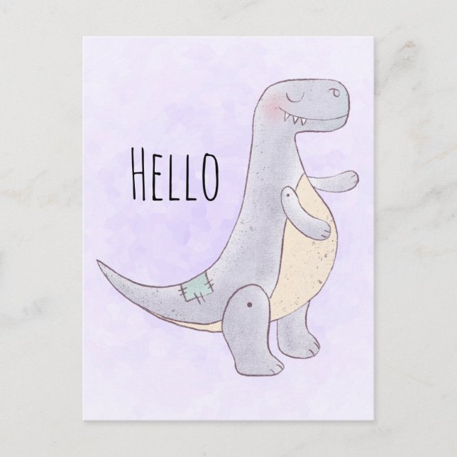 Niedlich Tyrannosaurus Rex Dinosaurier Toy Hallo Postkarte (Vorderseite)
