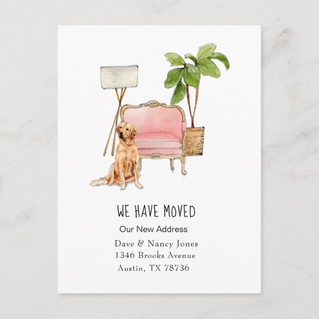 Niedlich "Umzug mit Hundebewegung Ankündigung Post Postkarte (Vorderseite)