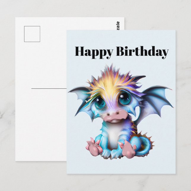 Niedlich und Adorable Kawaii Baby Dragon Postkarte (Vorne/Hinten)