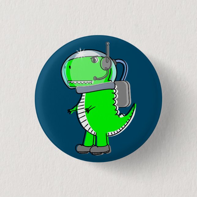 Niedlich und angry Astronaut T-Rex Dinosaur Button (Vorderseite)