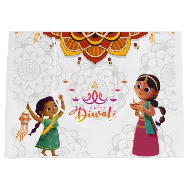 Niedlich und elegant Diwali Große Geschenktüte (Vorderseite)