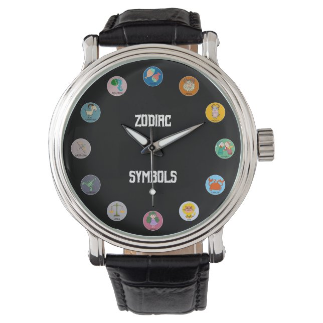 Niedlich und farbenfroh Alle 12 Zodiakische Symbol Armbanduhr (Vorderseite)