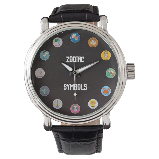 Niedlich und farbenfroh Alle 12 Zodiakische Symbol Armbanduhr (Vorderseite)