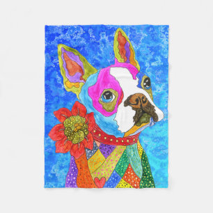 Niedlich und farbenfroh Boston Terrier Fleece Blan