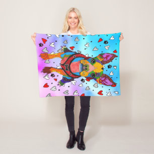 Niedlich und farbenfroh Boston Terrier Fleece Blan