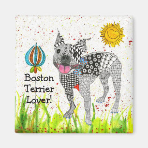 Niedlich und farbenfroh Boston Terrier Magnet 2"